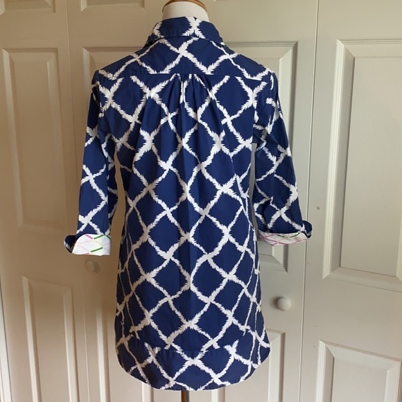 Tizzie Blue & White Tunic Top/Shirt Size Med - Picture 5 of 14